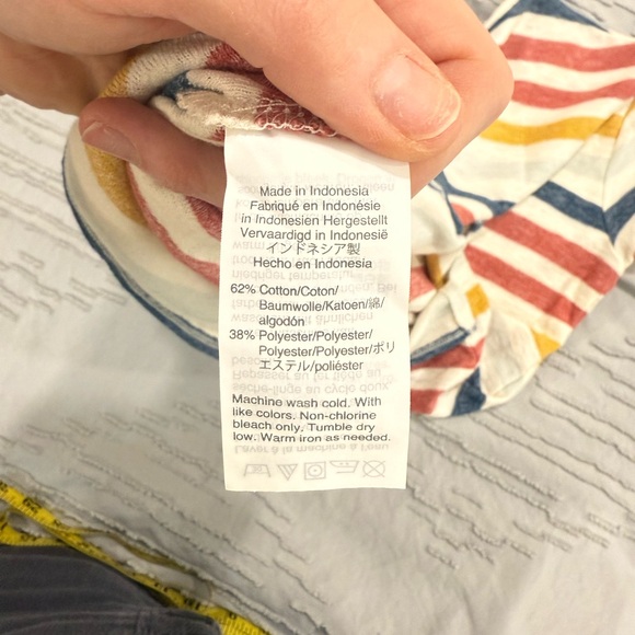 Madewell Skyline V-Neck Tee with Red, Blue, and Mustard Stripes EUC- worn once - Picture 10 of 11